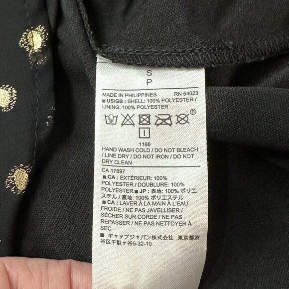 Banana Republic Women's Metallic Polka Dot Fit Flare Dress Size S Black Gold - Picture 9 of 10